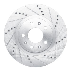 Cadillac CTS Brake Rotor (1) - Front Right - R1 Concepts - Drilled & Slotted - Silver - `03-`07